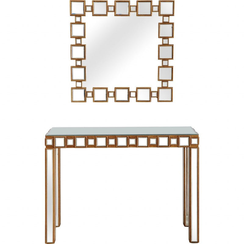 Mirrored Glass Console Table - Gold