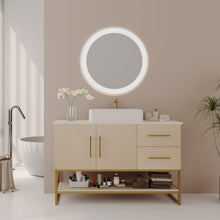 Load image into Gallery viewer, Bathroom Vanity With Vessel Sink Accent Free Standing Cabinet - Ameican White Oak / Gold / White
