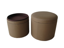 Load image into Gallery viewer, Faux Leather Round Storage Ottoman - Tan
