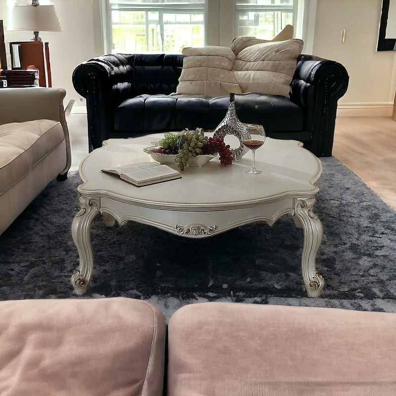 Solid And Manufactured Wood And Polyresin Coffee Table - Pearl