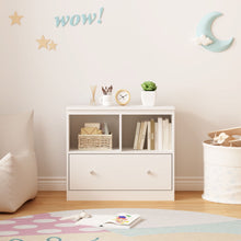 Load image into Gallery viewer, Toy Storage Organizer With Large Drawer And Low Bookshelf For Nursery &amp; Playroom - White
