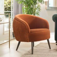 Load image into Gallery viewer, London - Mid-Century Modern Ruched Barrel Chair - Burnt Orange
