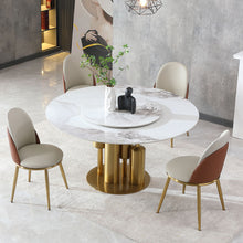 Load image into Gallery viewer, Dining Table, Round For Dining Room - Gold / Gold / White
