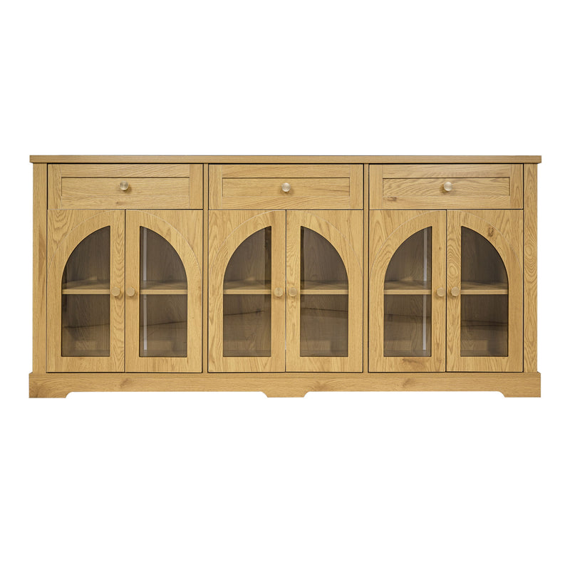 Sideboard Cabinet With 3 Drawers And 6 Arched Glass Doors