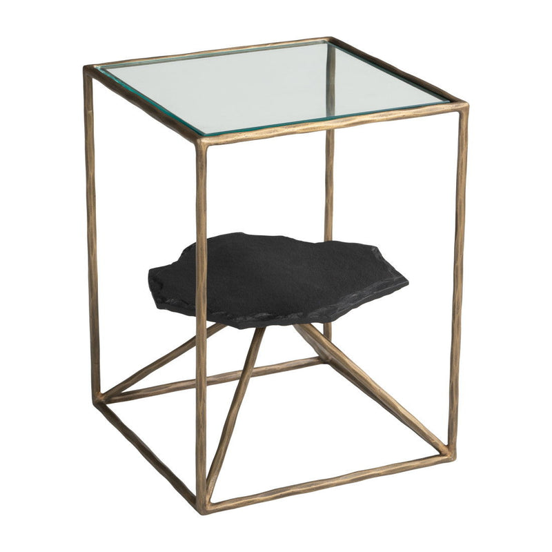 24" Iron Pedestal End Table - Brass