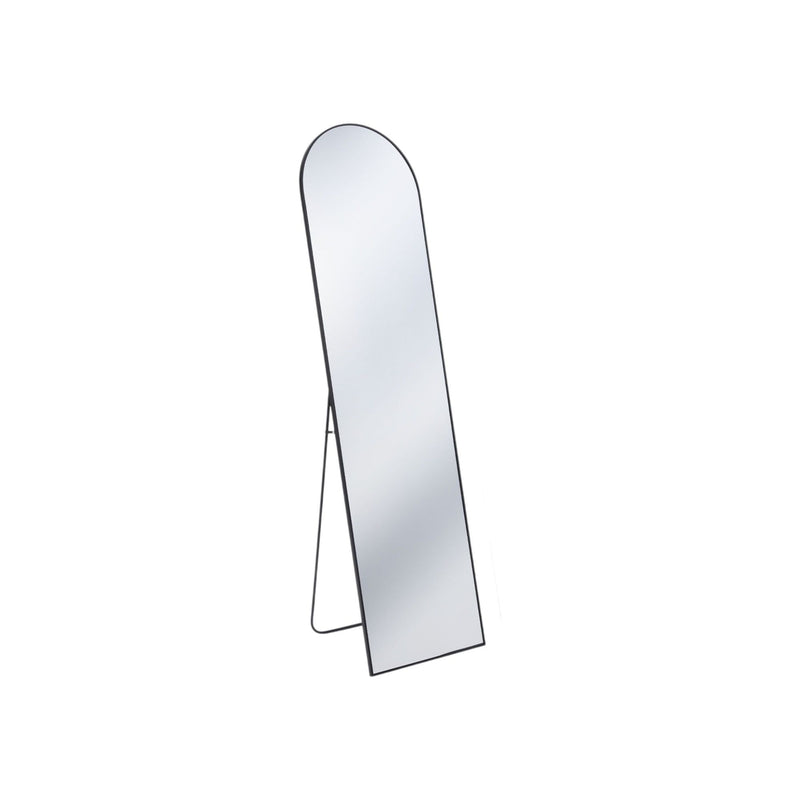59" Metal Arch Wall Mounted Leaning Or Freestanding Framed Full Length Mirror - Black