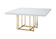 Load image into Gallery viewer, 59" Wood And Metal Pedestal Base Square Dining Room Table - White
