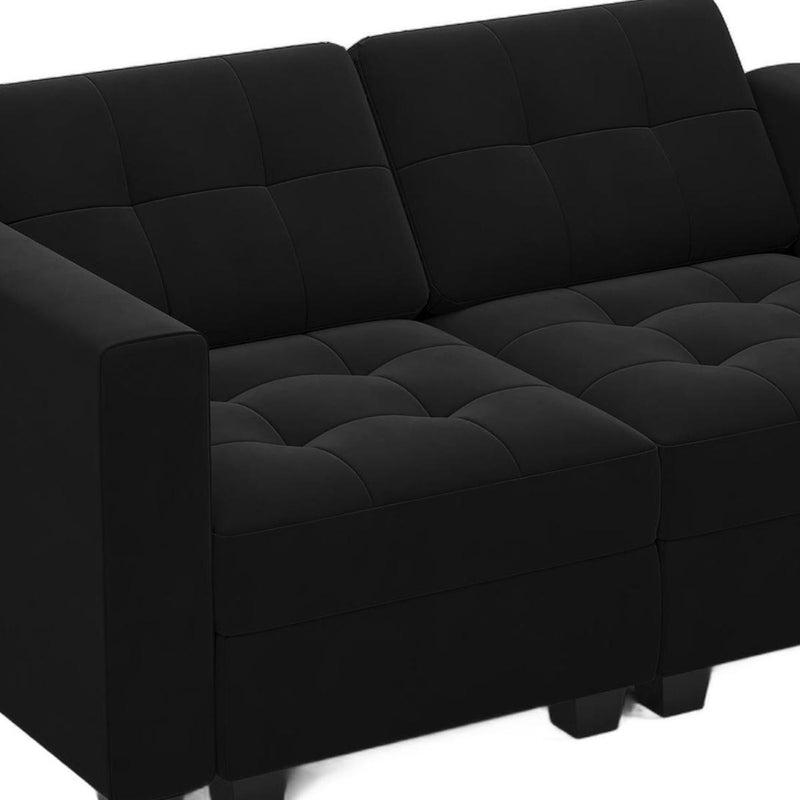 Velvet Modular Loveseat With Storage - Black