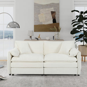 Modern Oversized Chenille Loveseat Sofa With Deep Seat And Diy Combination