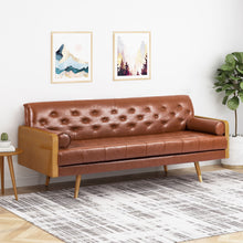 Load image into Gallery viewer, Adelaide - Tufted Sofa With Rolled Accent Pillows - Light Brown
