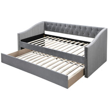 Load image into Gallery viewer, Daybed With Button Tufted Nailhead Trim And Trundle Slat Storage - Gray
