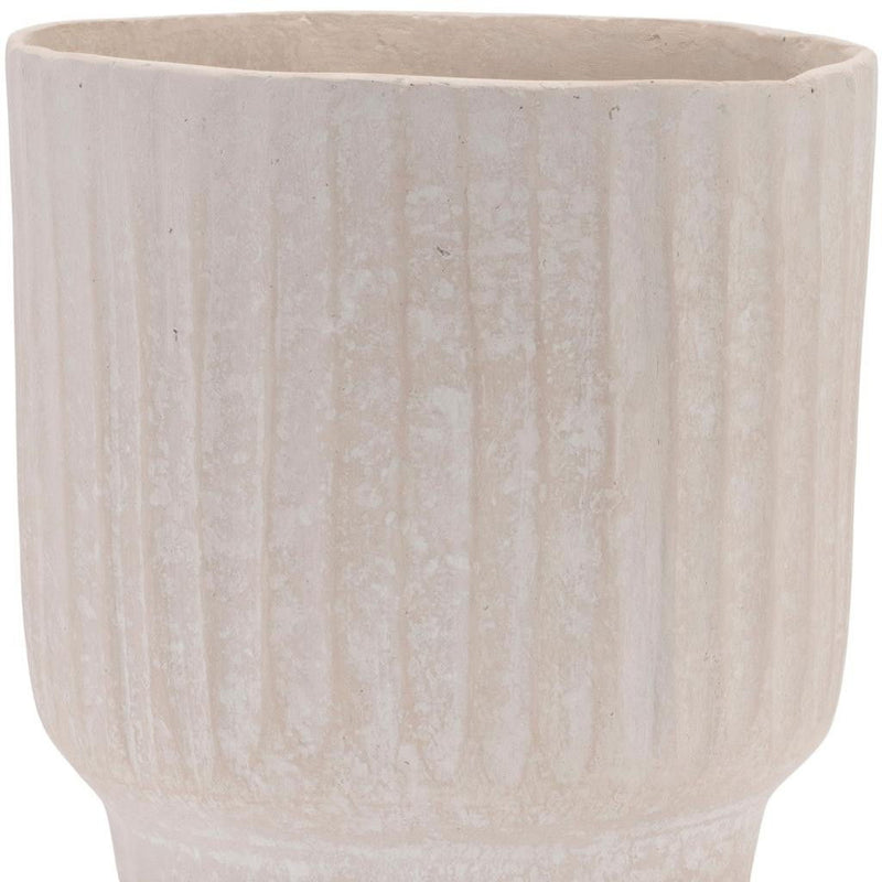 Recycled Textured Lines Urn Table Vase - Beige