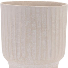 Load image into Gallery viewer, Recycled Textured Lines Urn Table Vase - Beige
