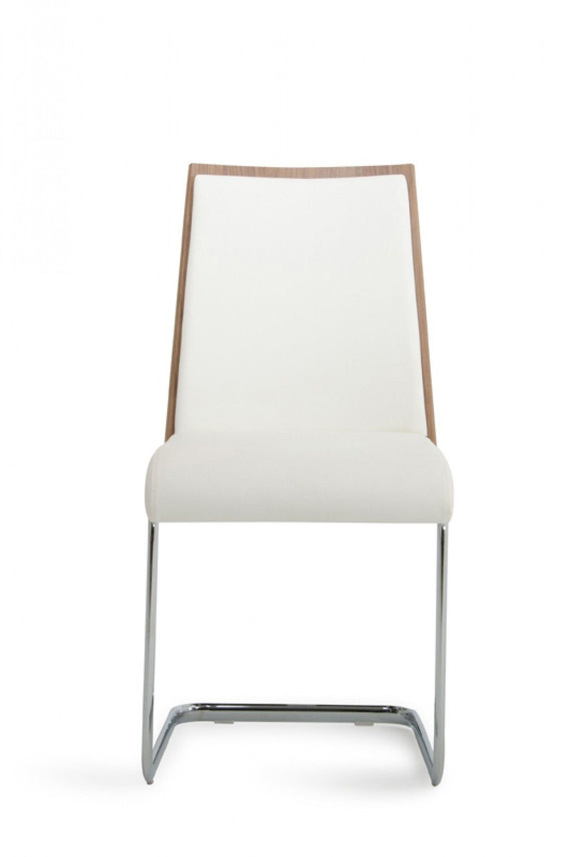Upholstered Faux Leather Dining Room Side Chairs (Set of 2) - Brown / White