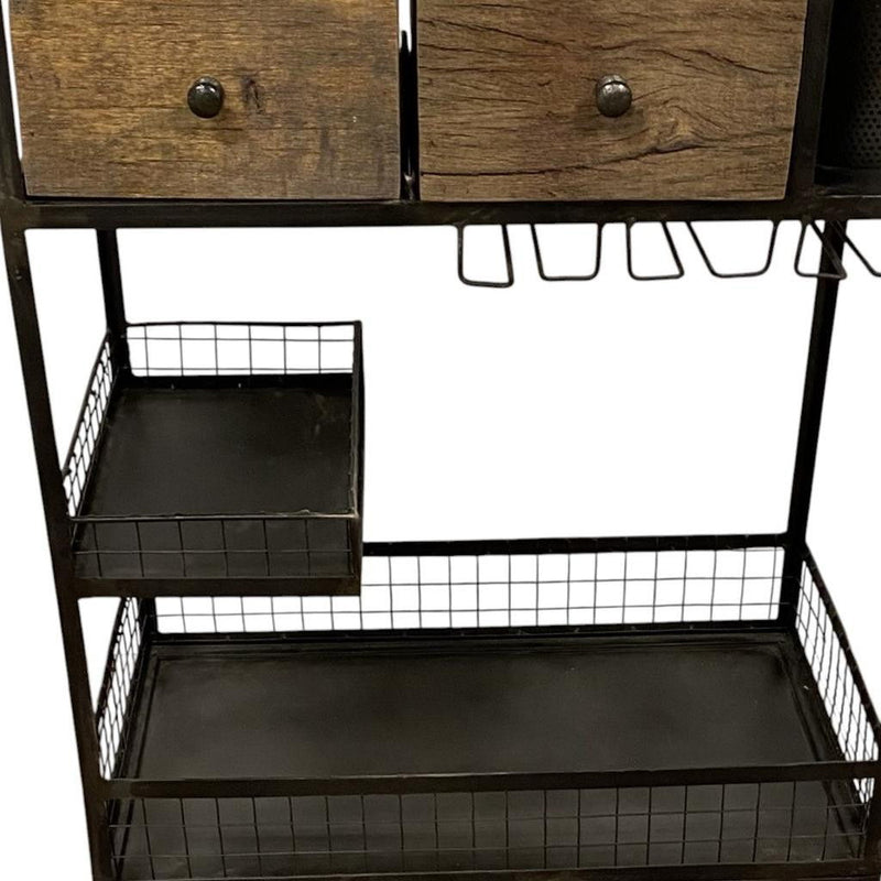 Rolling Rustic And Bar Cart - Black