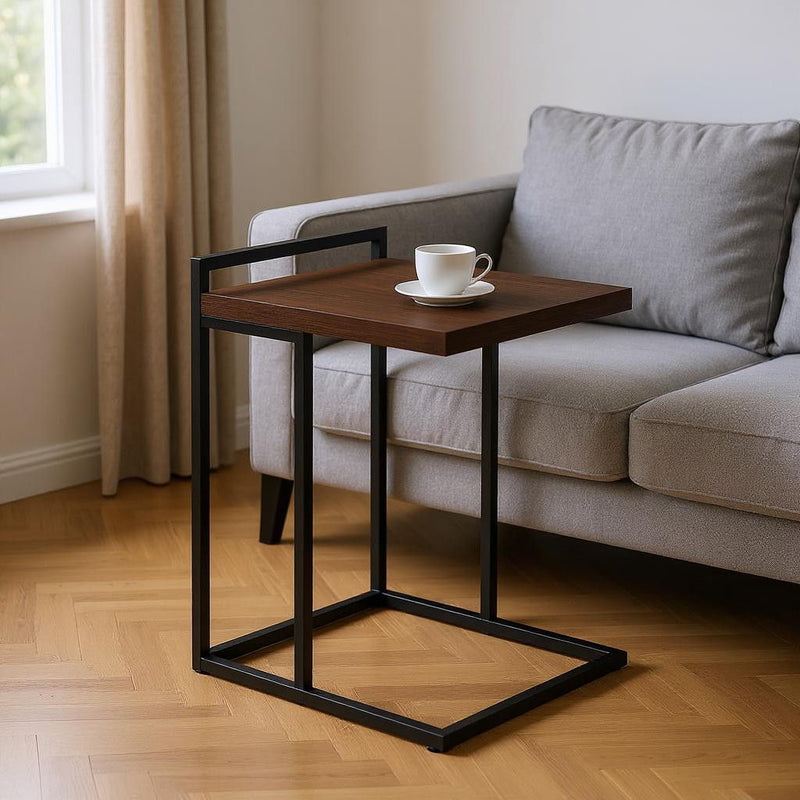 Wood And Metal End Table - Espresso / Black