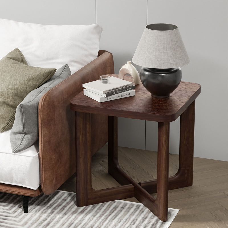 24" Solid Wood Square Cross Legs End Table - Brown