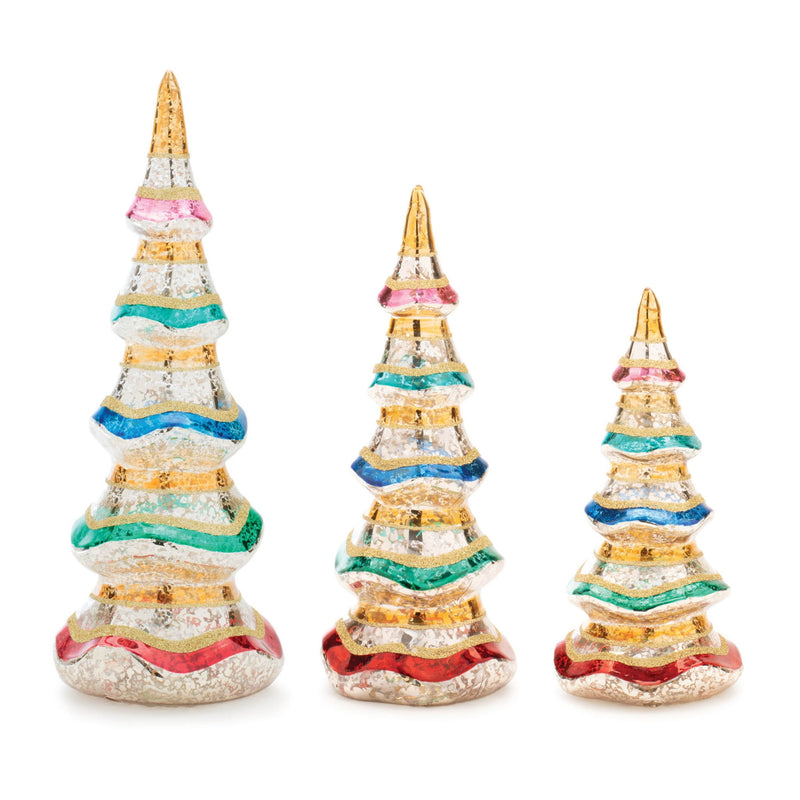 Mercury Christmas Tree Sculptures (Set of 3) - Silver / Green / Red