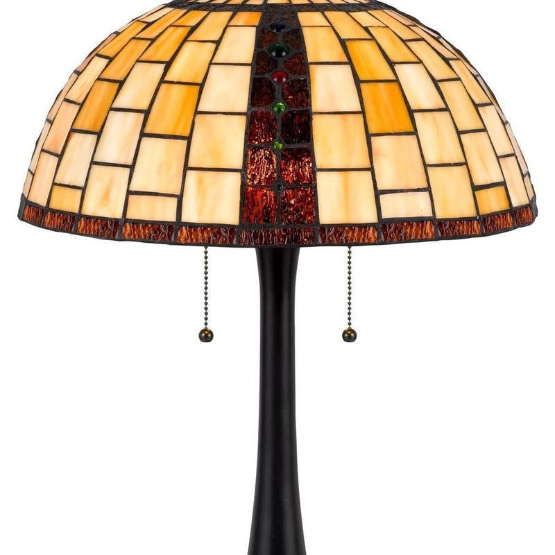 Abstract Two Light Round Tiffany Lamp With Dome Shade (752014) - Bronze