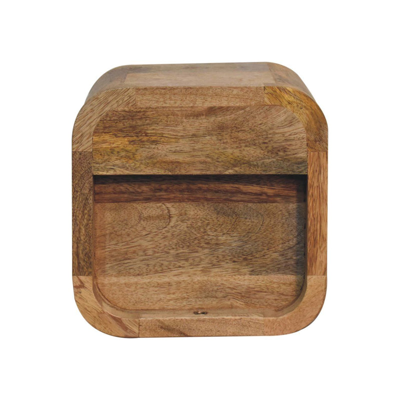 8" Solid Wood Square One Drawer Nightstand - Beige