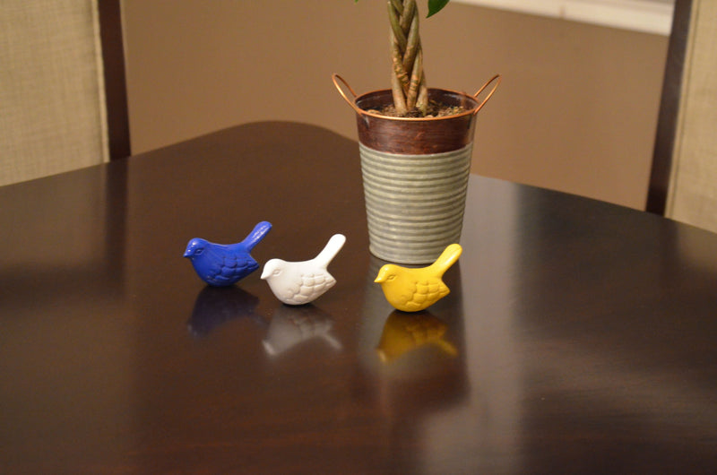 Bird Tabletop Sculpture (Set of 3) - Blue / Yellow