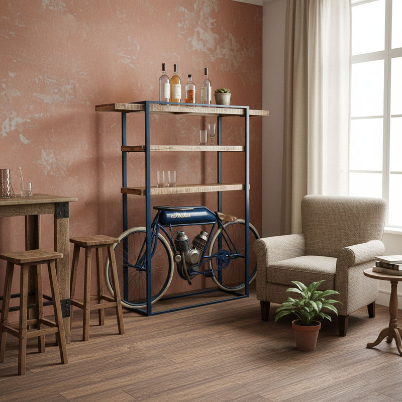Stainless Three Tier Bookcase - Blue / Brown