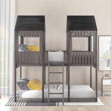 Load image into Gallery viewer, Bunk Bed With Roof, Window, Guardrail, Ladder
