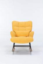 Load image into Gallery viewer, Rocking Chair Nursery, Teddy Upholstered Glider Rocker With High Backrest, Reading Chair Modern Rocking Accent Chairs Glider Recliner For Living Room - Yellow
