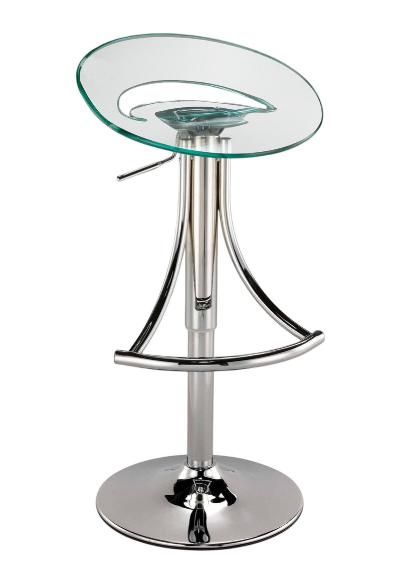 Contemporary Metal And Heavy Duty Plastic Low Back Adjustable Height Bar Chair - Clear