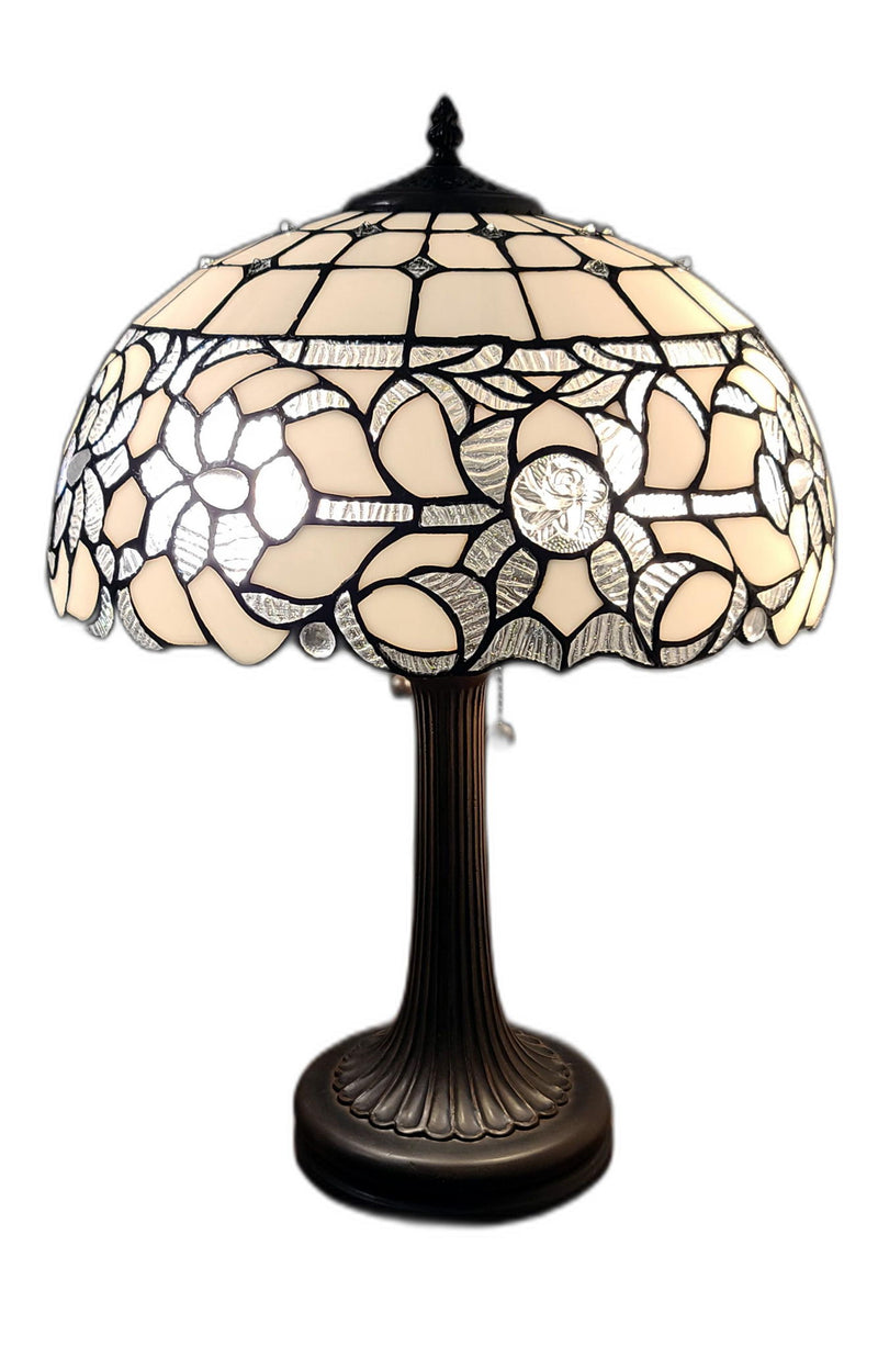 Metal Two Light Candlestick Vintage Look Table Lamp With White Shade - Dark Brown
