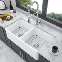 Load image into Gallery viewer, Sink 33" Double Bowl Apron Front Kitchen Sink 50 / 50 - White
