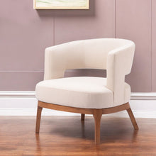 Load image into Gallery viewer, Fabric And Wood Arm Chair - Beige And Brown
