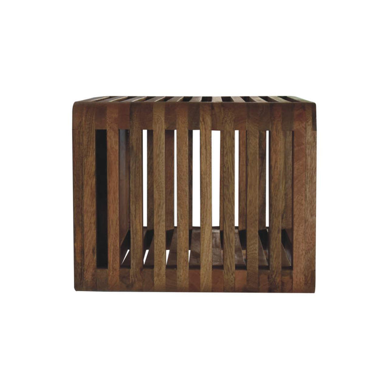 18" Modern Solid Wood Carved Geometric Floating Nightstand - Brown