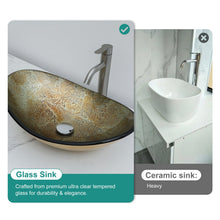 Load image into Gallery viewer, Tempered Glass Vessel Sink With Boat Shape Pop-Up Drain
