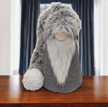 Load image into Gallery viewer, Fabric Christmas Santa Standing Gnome - Gray / White

