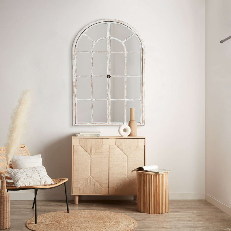 36" Arch Framed Accent Mirror - White