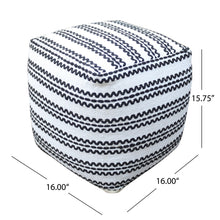 Load image into Gallery viewer, Lani - Handcrafted Fabric Pouf, Durable Cotton Square - Natural / Black
