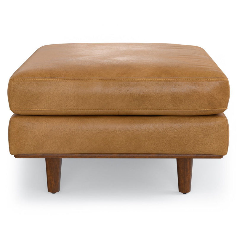 33" Sienna Leather Cocktail Ottoman - Brown