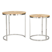 Load image into Gallery viewer, Solid Wood And Iron Round Frame Nested Tables (Set of 2) - Natural
