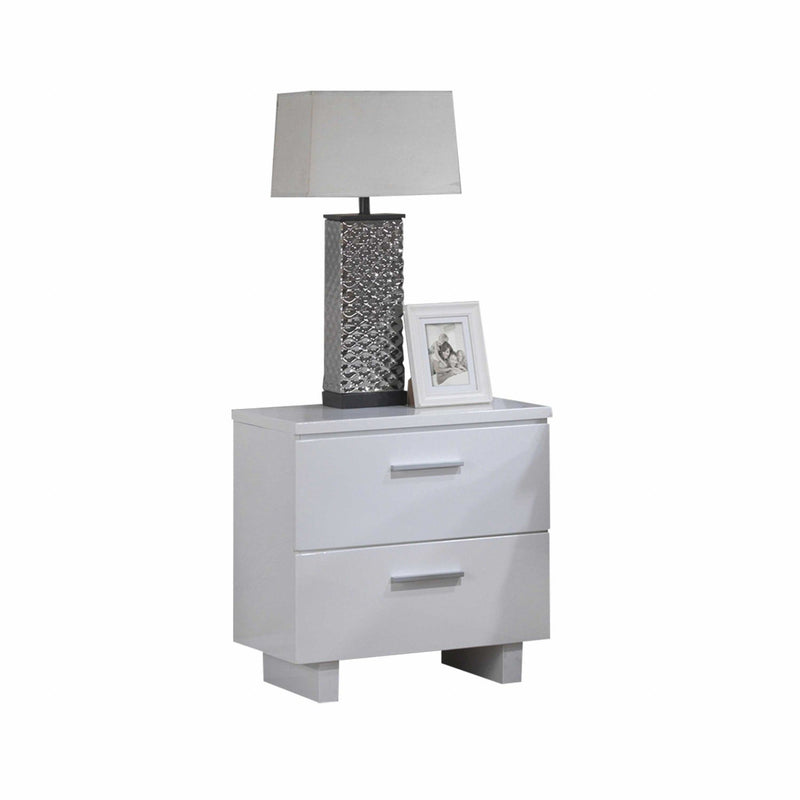 23" Two Drawers Mirrored Nightstand - White