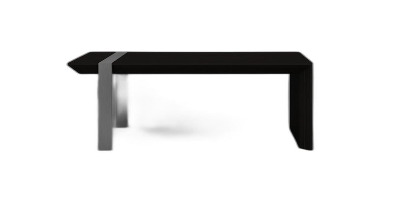48" Wood And Stainless Steel Distressed Sled Coffee Table - Espresso