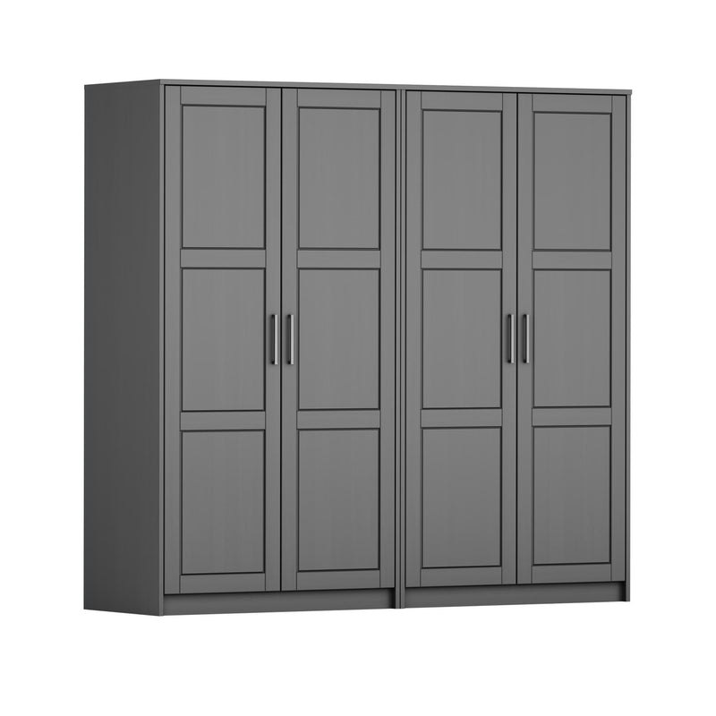 Solid Wood Four Door Combo Dresser - Gray