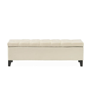 Nebulous - Upholstered Storage Ottoman With Diamond Tufting - Ivory