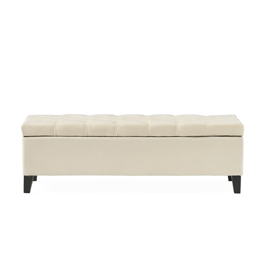 Nebulous - Upholstered Storage Ottoman With Diamond Tufting - Ivory