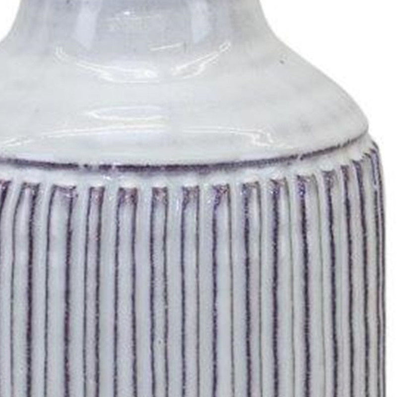 Striped Cylinder Table Vase - Off White