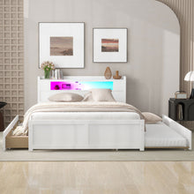 Load image into Gallery viewer, Storage Platform Bed With LED Lights, 2 Drawers And Trundle
