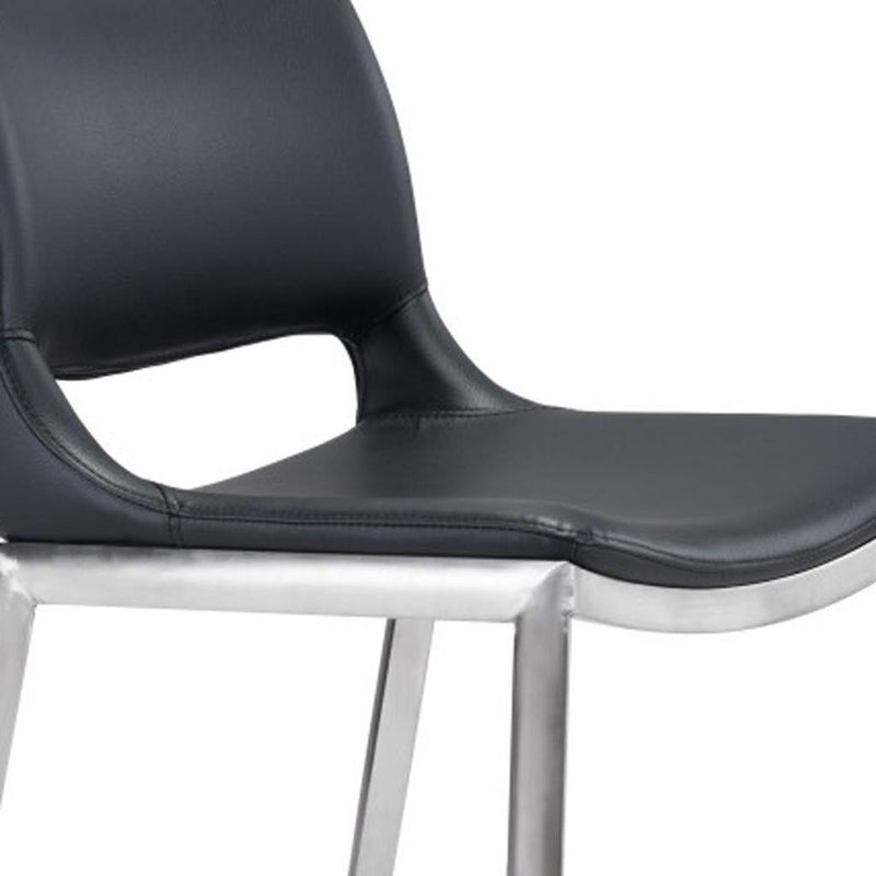 25" Steel Low Back Counter Height Bar Chairs (Set of 2) - Black And Silver