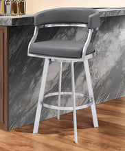 Load image into Gallery viewer, 42" Faux Leather Swivel Low Back Bar Height Bar Chair - Gray / Silver
