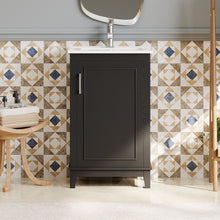 Load image into Gallery viewer, Modern Small Bathroom Vanity Cabinet With Ceramic Basin, Ample Storage, 1 Soft Close Door

