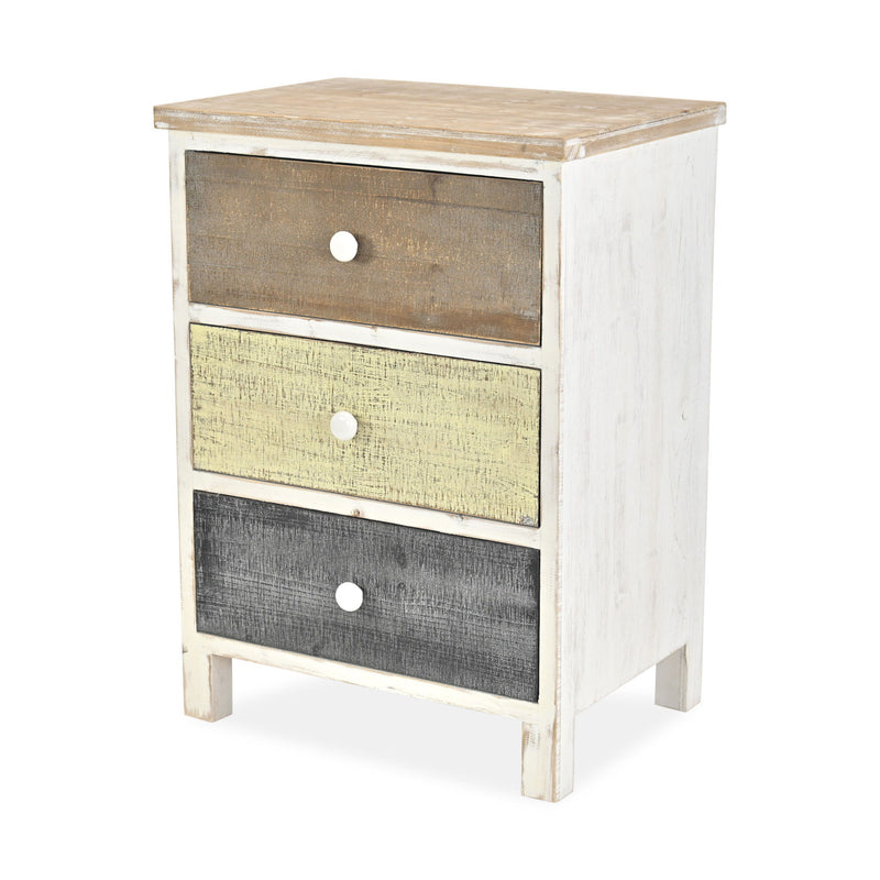 19" Distressed Accent Cabinet With Three Drawers - Gray